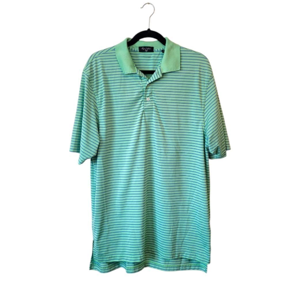 Byron Nelson Green And Blue Striped Golf Polo Shirt Size L